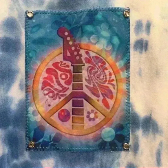 New! Tie dyed Tank dress with sewn on patch peace boho girls 10 - Picture 4 of 6